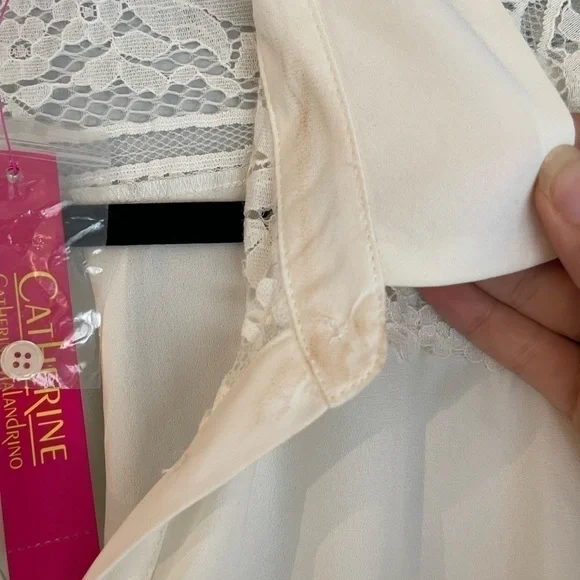 catherine Malandrino Long Sleeve Lace Button Down Blouse - Picture 3 of 9